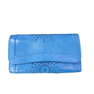 NWOT Beautiful Blue Leather Wallet Brand Unknown